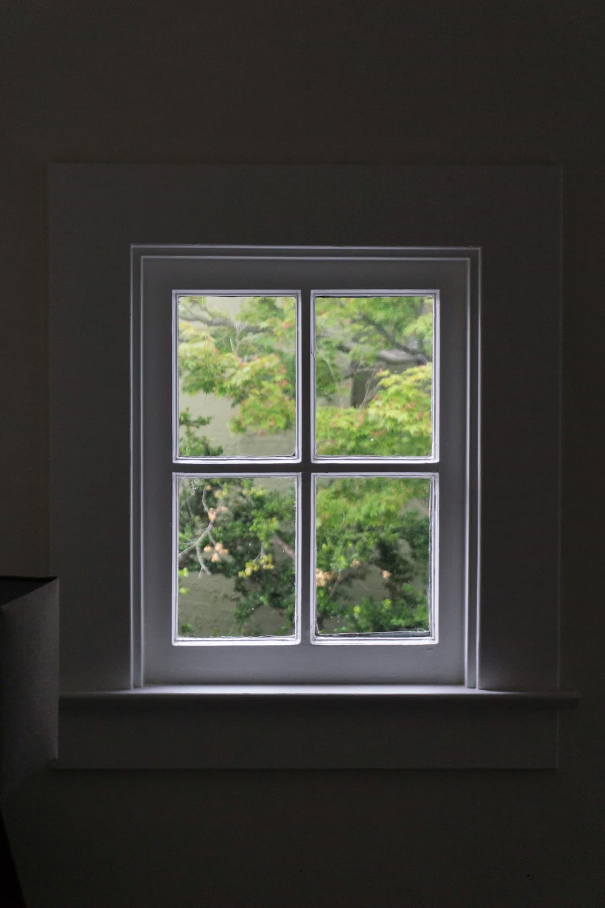 Modern raam met isolatieglas in een woonkamer met uitzicht naar buiten