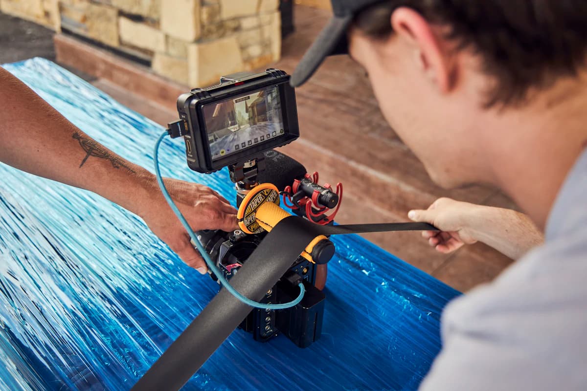 Rioolinspectie met een camera op een flexibele slang die beelden naar een schermtablet stuurt